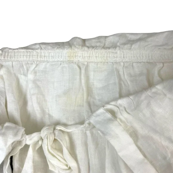 Reformation 100% Linen Ruffled Tie Back Top White Medium - Picture 7 of 12